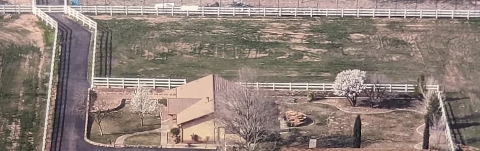 Aerial view of the Platt House and surrounding fields